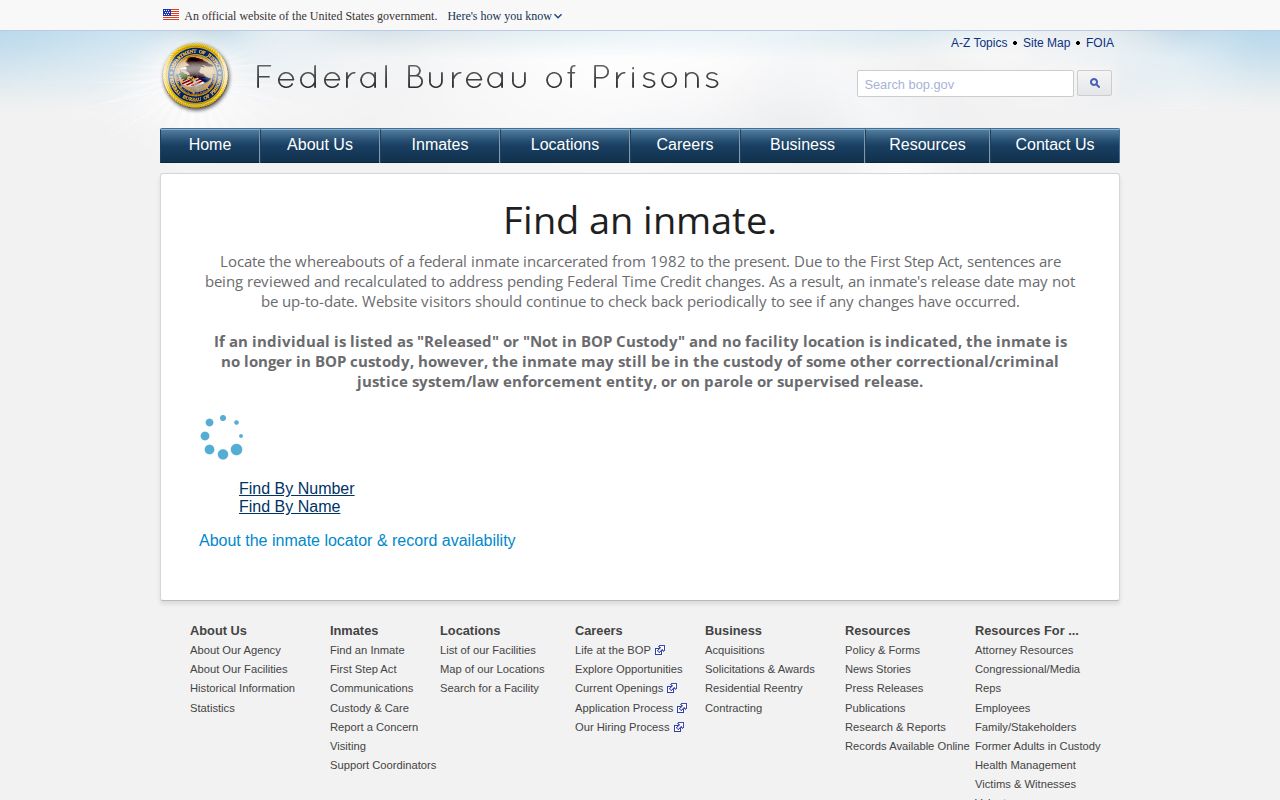 Federal BOP release lookup for a Middlesex County case