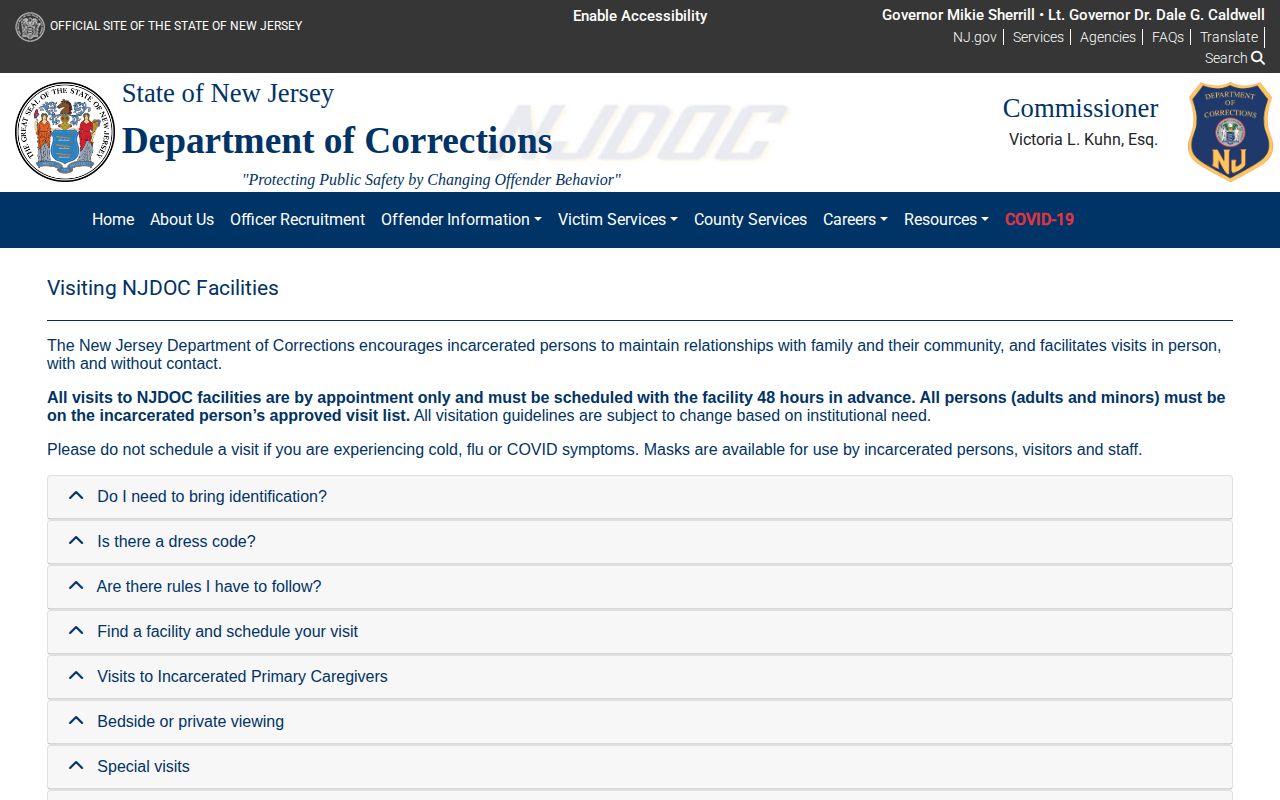 East Jersey State Prison official address and contact directory