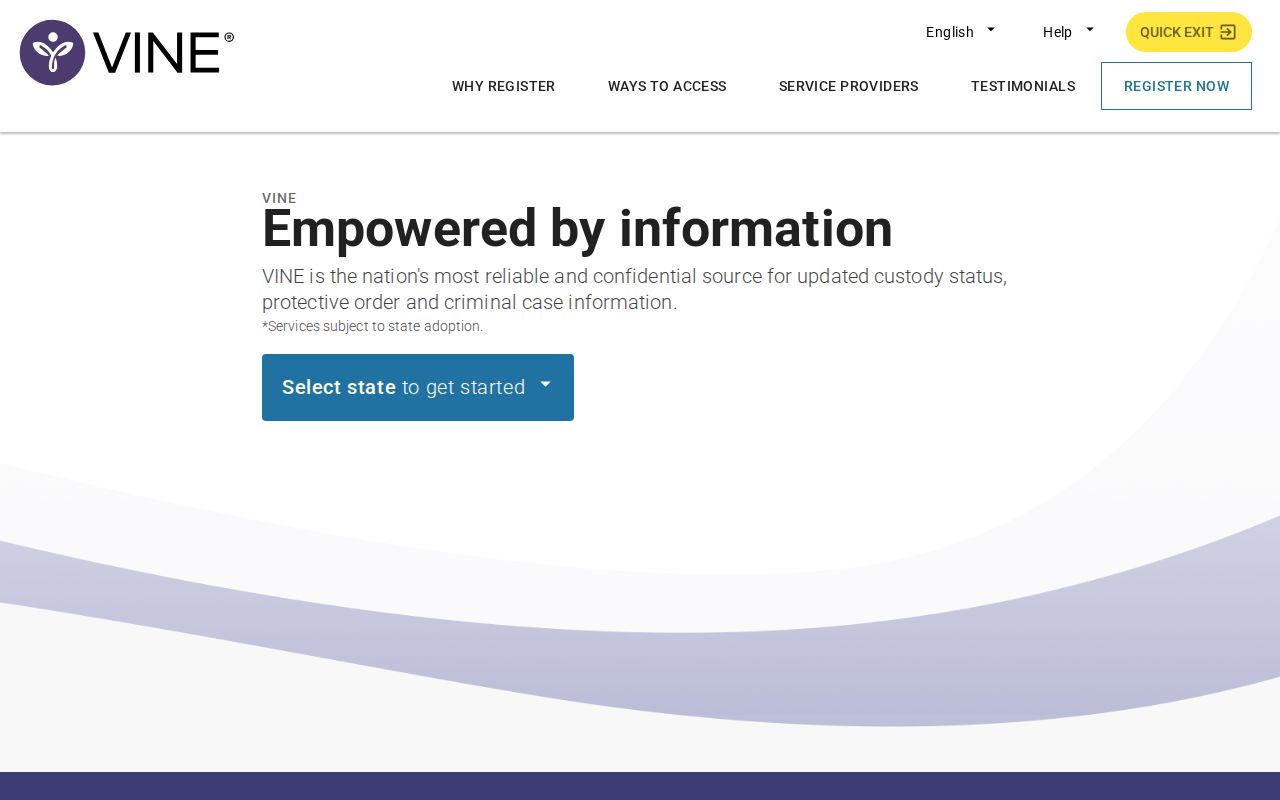 Middlesex County VINELink inmate search and release notification screen